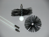 4" Pellet Stove Brush, twisted wire center w/ ball tip, 1.4-20 thread nylon bristle
